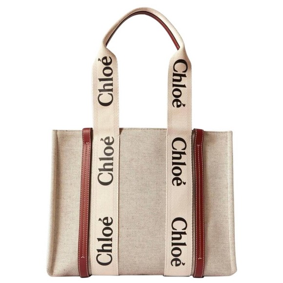 CHLOE Woody medium logo printed canvas tote